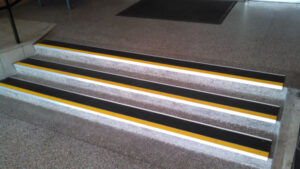 Anti-slip tread on stairs